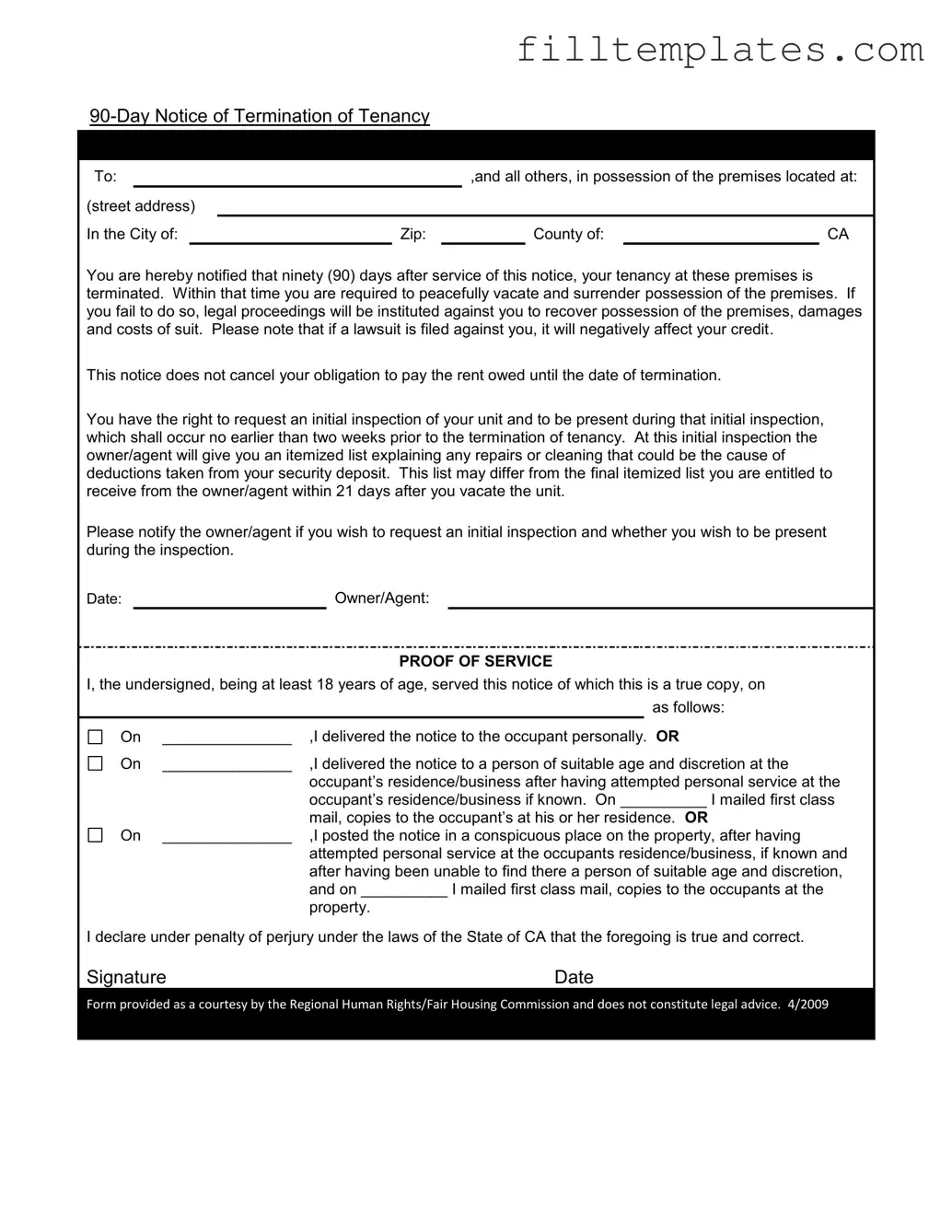 Download 90 Day Notice To Move Out Template
