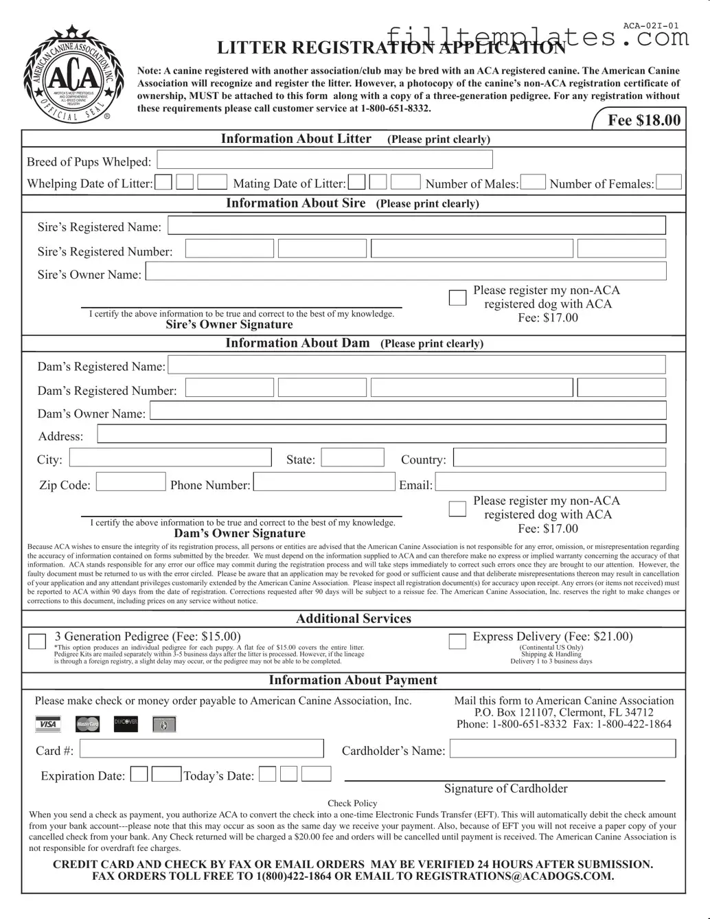 Download Aca Litter Registration Template