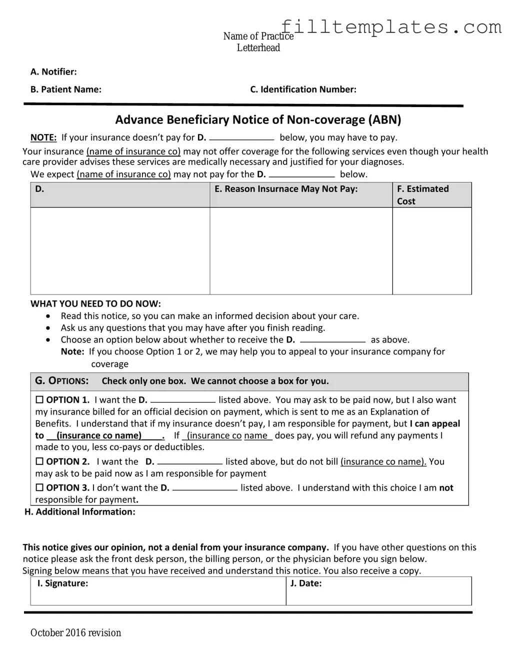 Download Advance Beneficiary Notice of Non-coverage Template