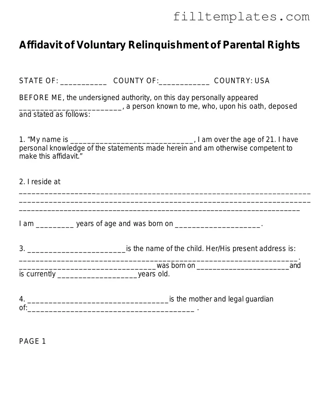 Download Affidavit Parental Rights Template