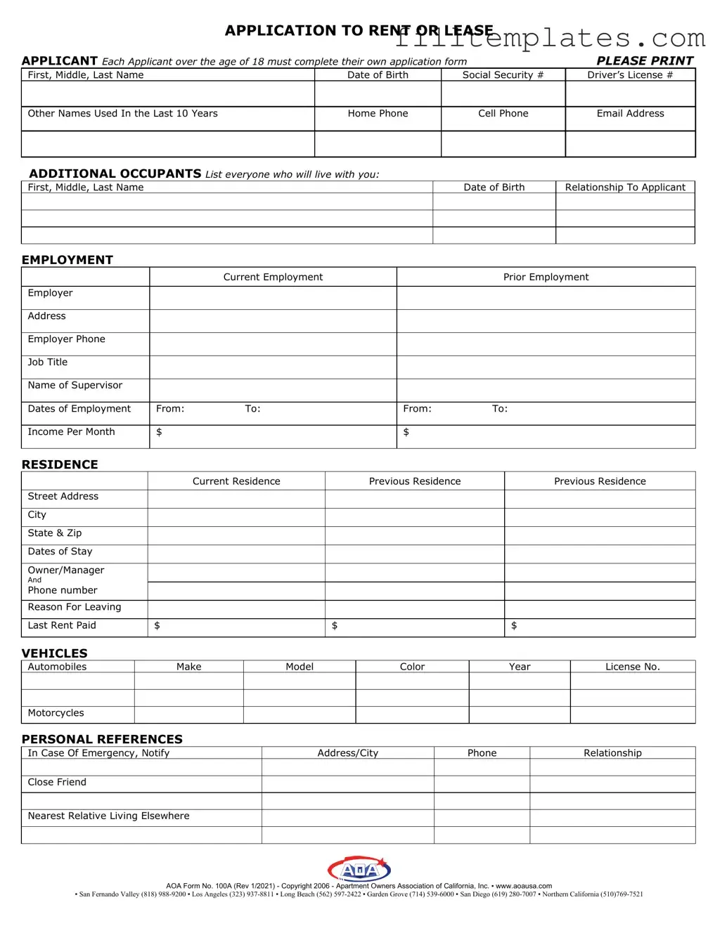 Download Aoa 100A Template