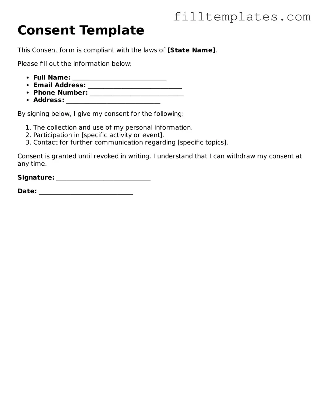 Free Consent Template