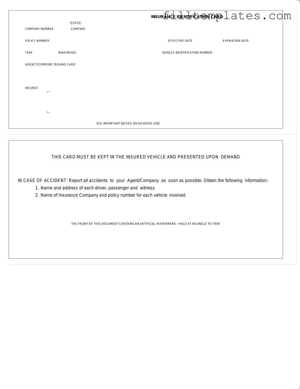 Download Auto Insurance Card Template