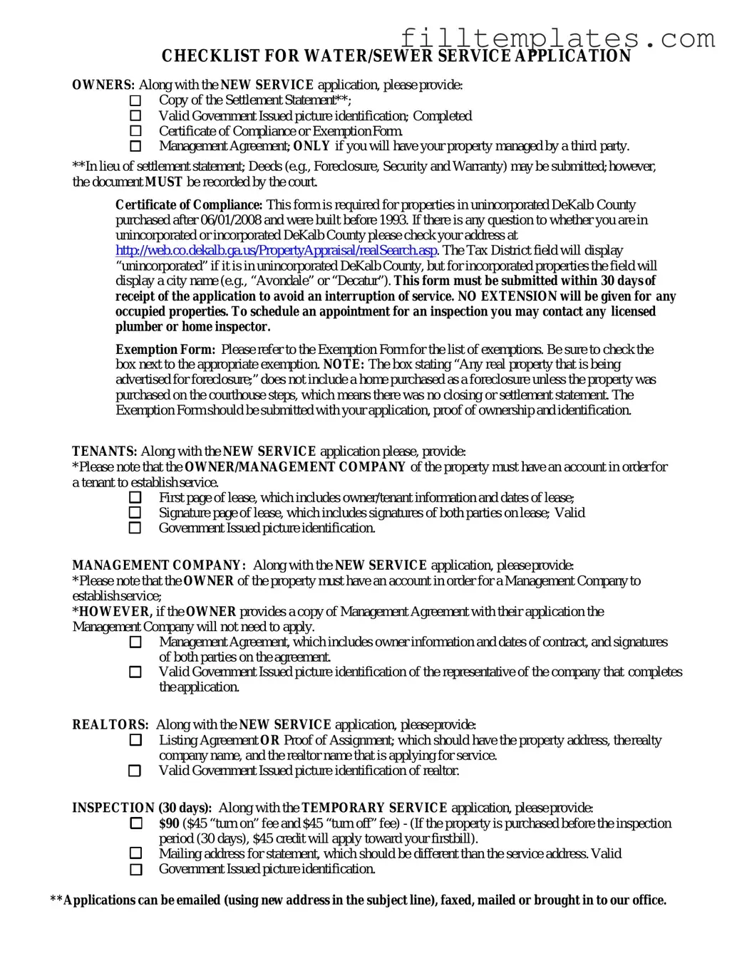 Download Dekalb County Water Application Template