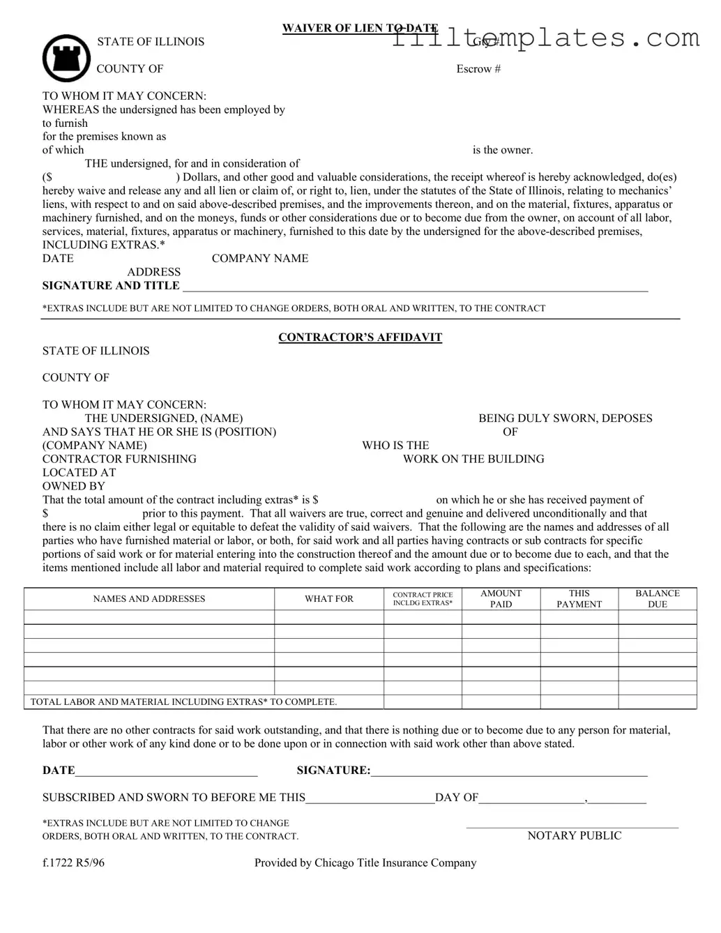 Download Chicago Title Waiver Format Template