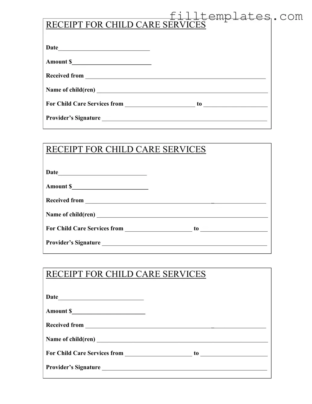 Download Childcare Receipt Template