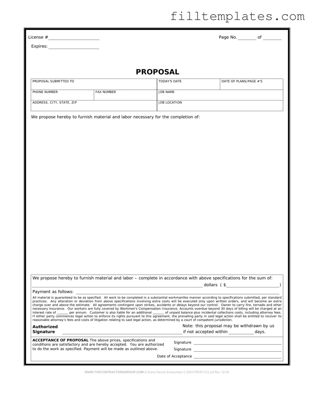 Download Construction proposal form Template