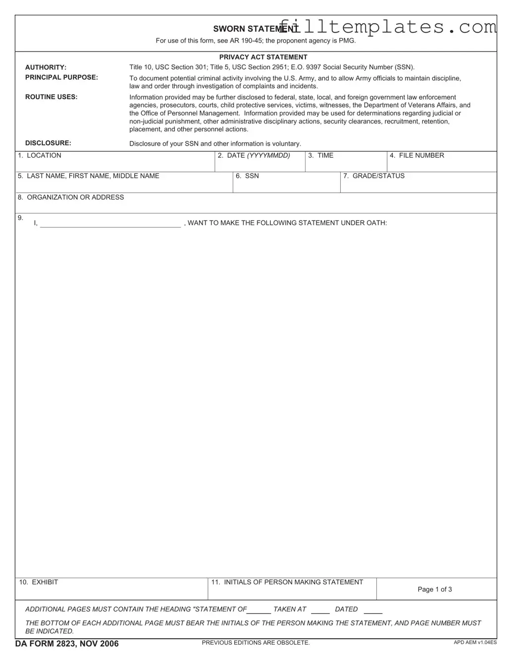 Download Da 2823 Template