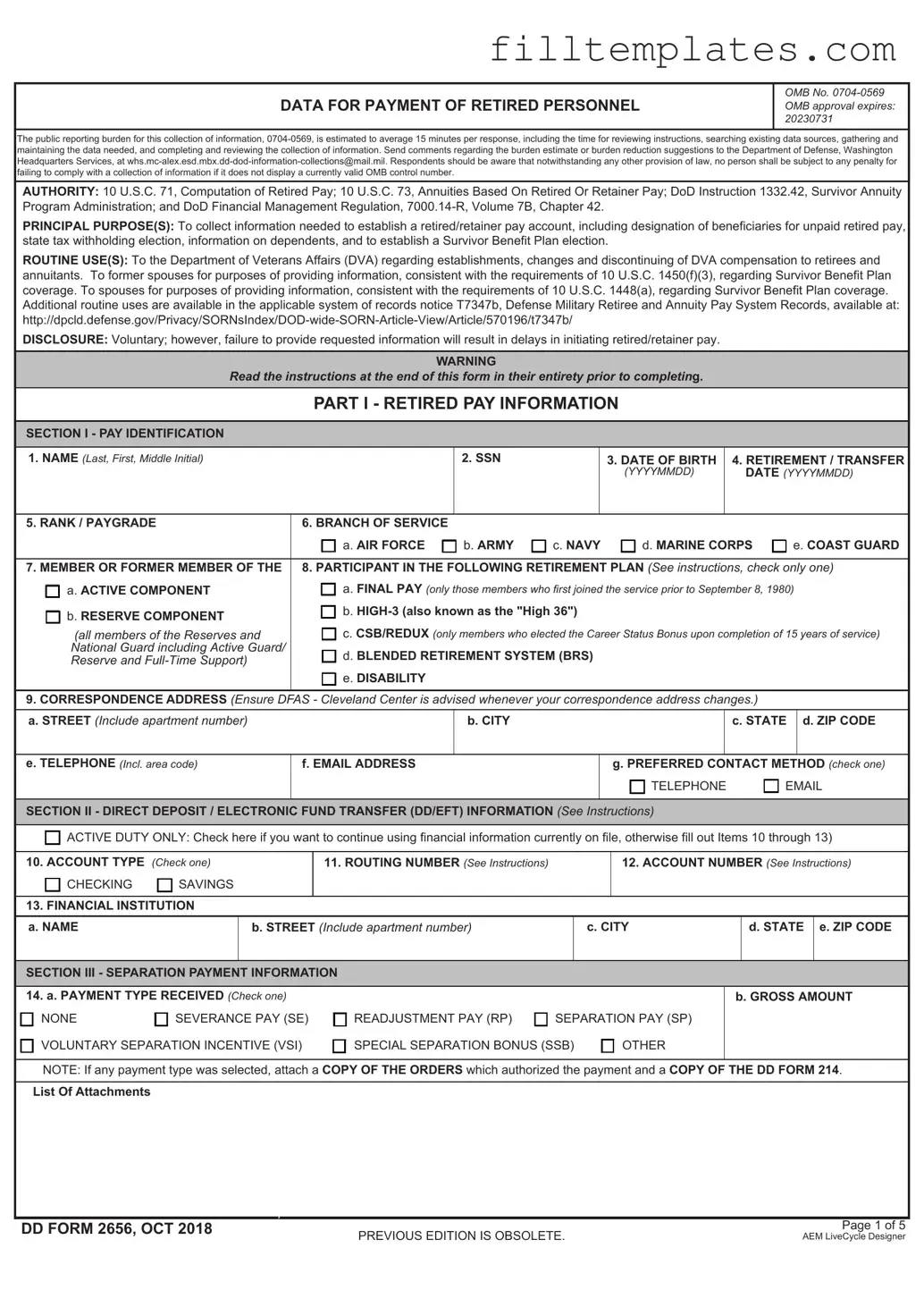 Download DD 2656 Template