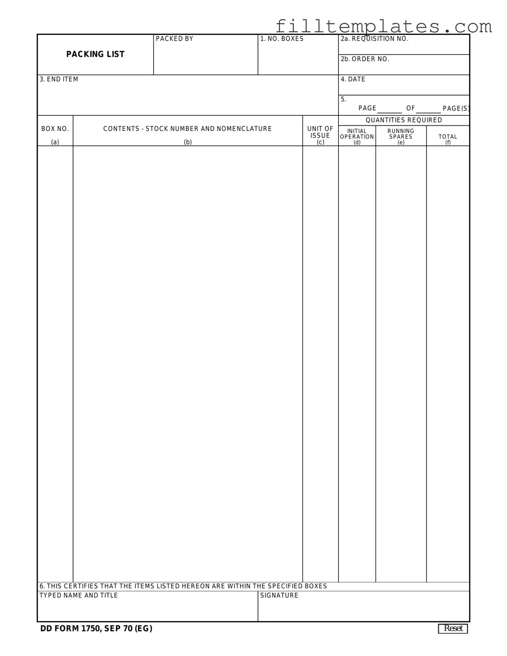 Download Dd 1750 Template