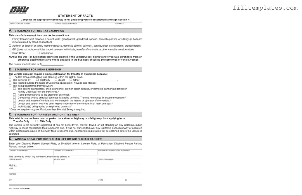 Download Dmv Reg 256 Template