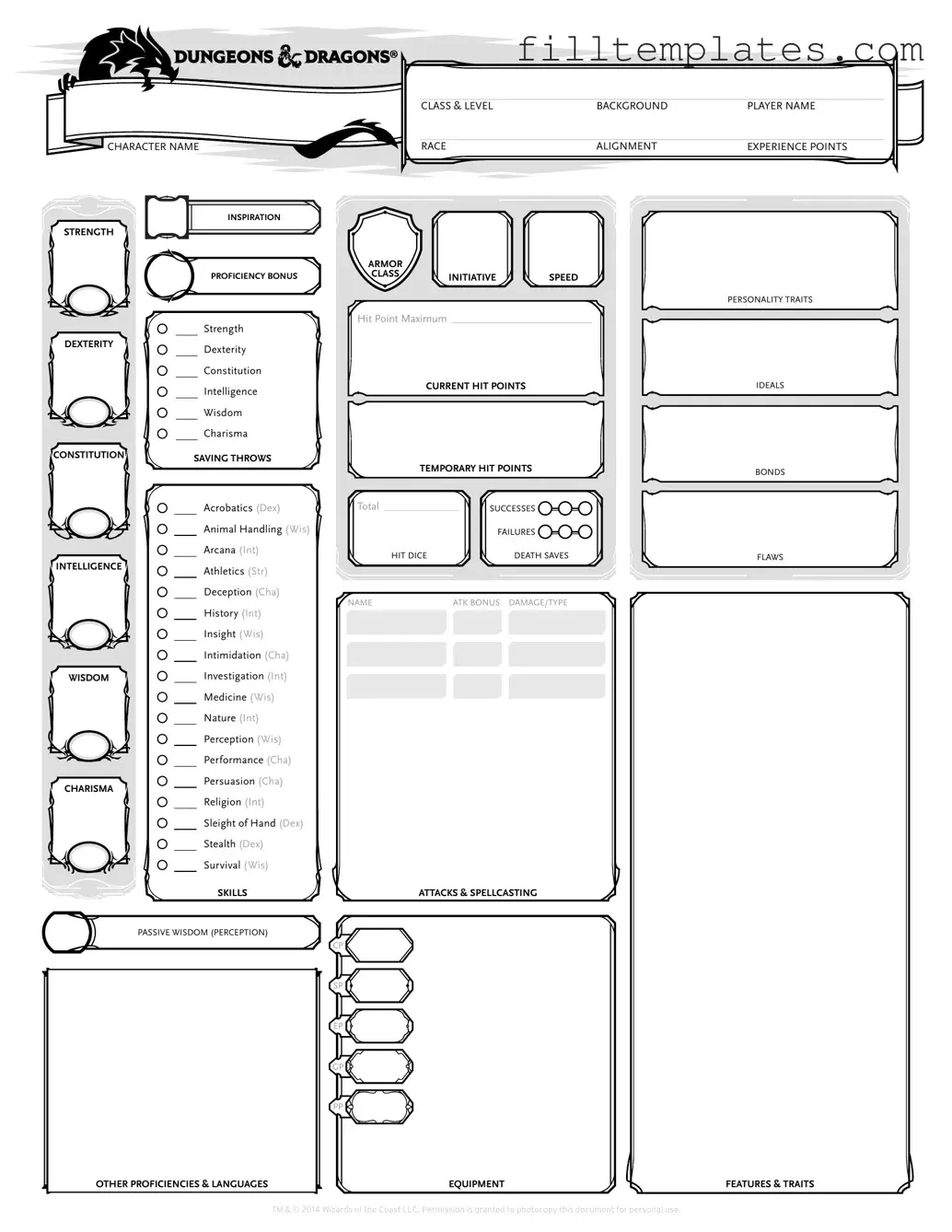 Download Dnd Character Sheet Template