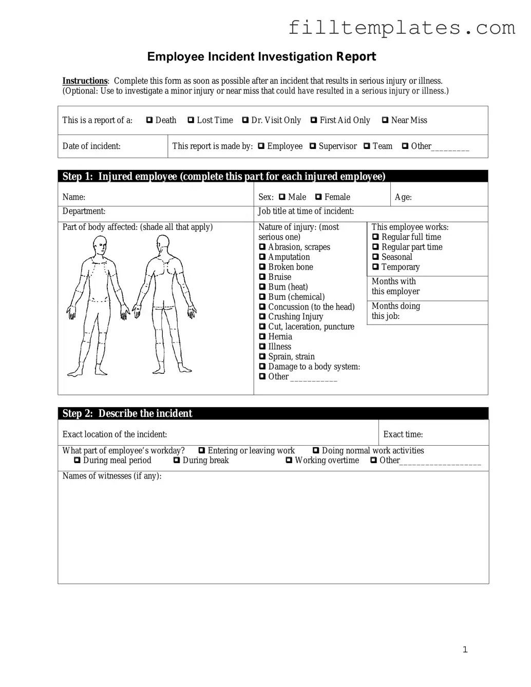 Download Employee Accident Report Template