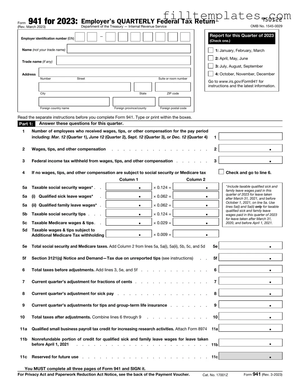 Download IRS 941 Template