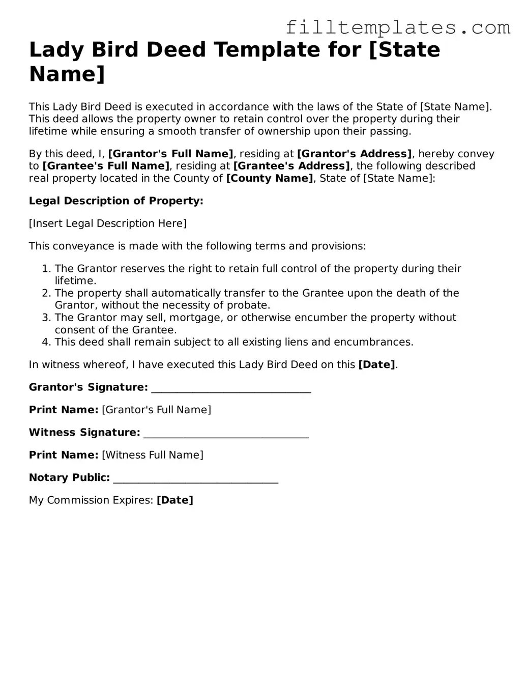 Free Lady Bird Deed Template
