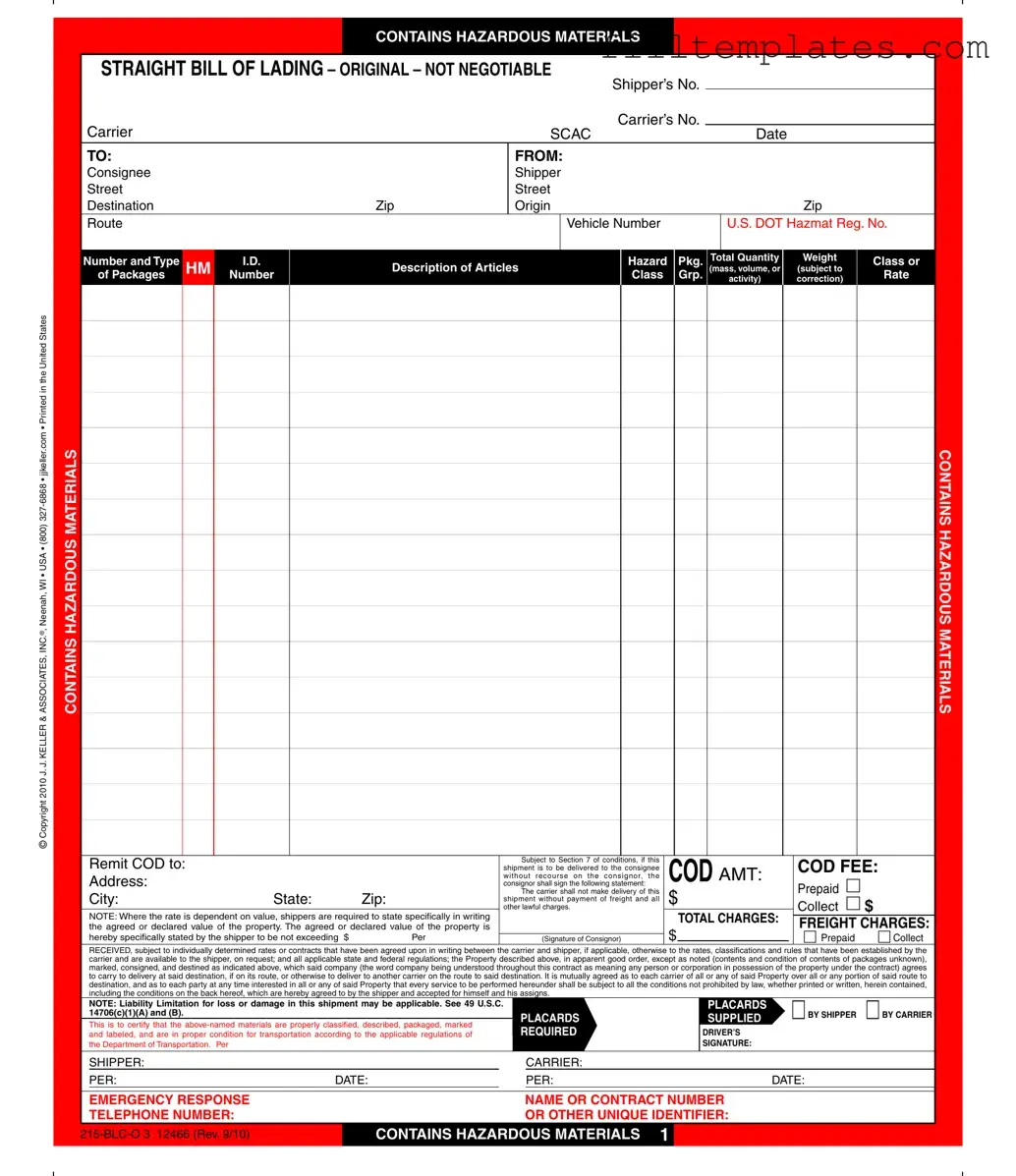 Download Hazard Bill Of Ladden Template