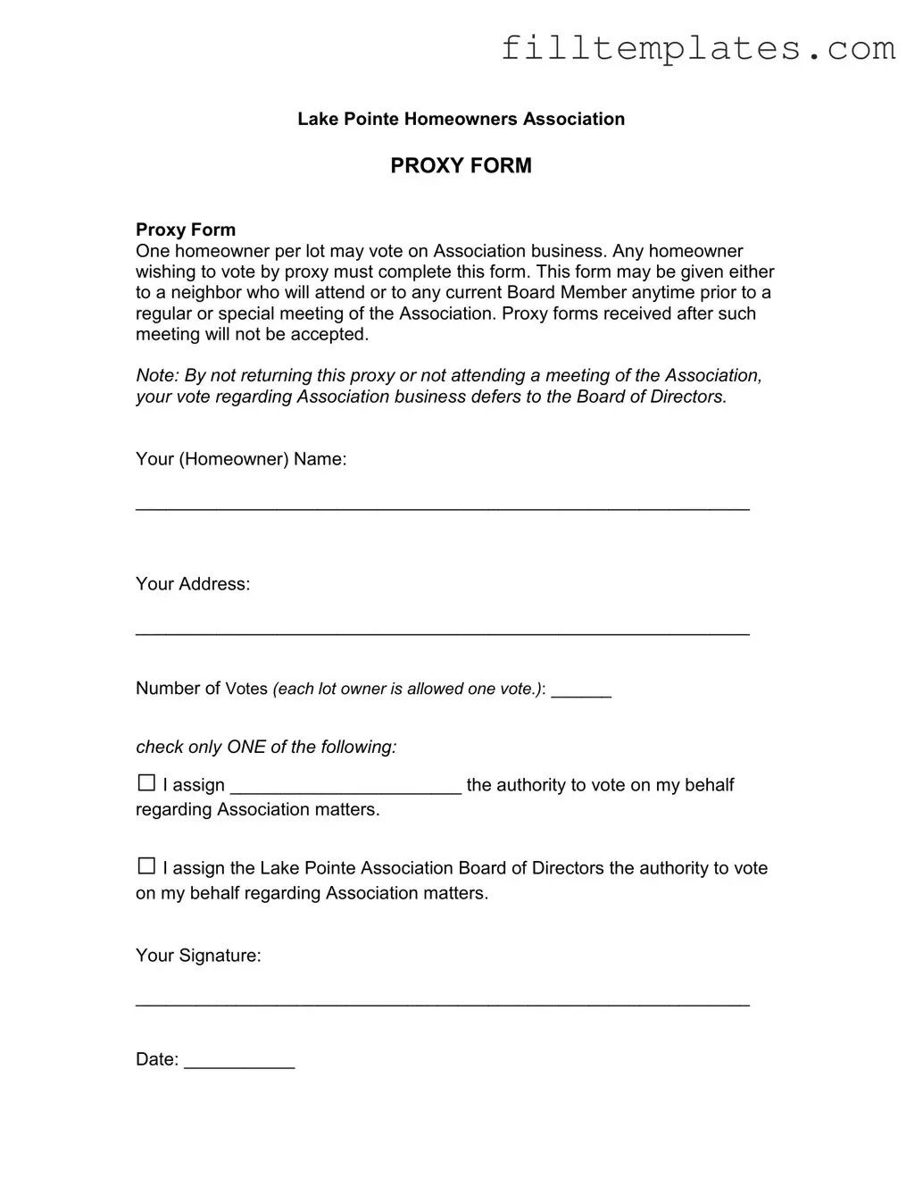 Download Homeowners Association Proxy Template