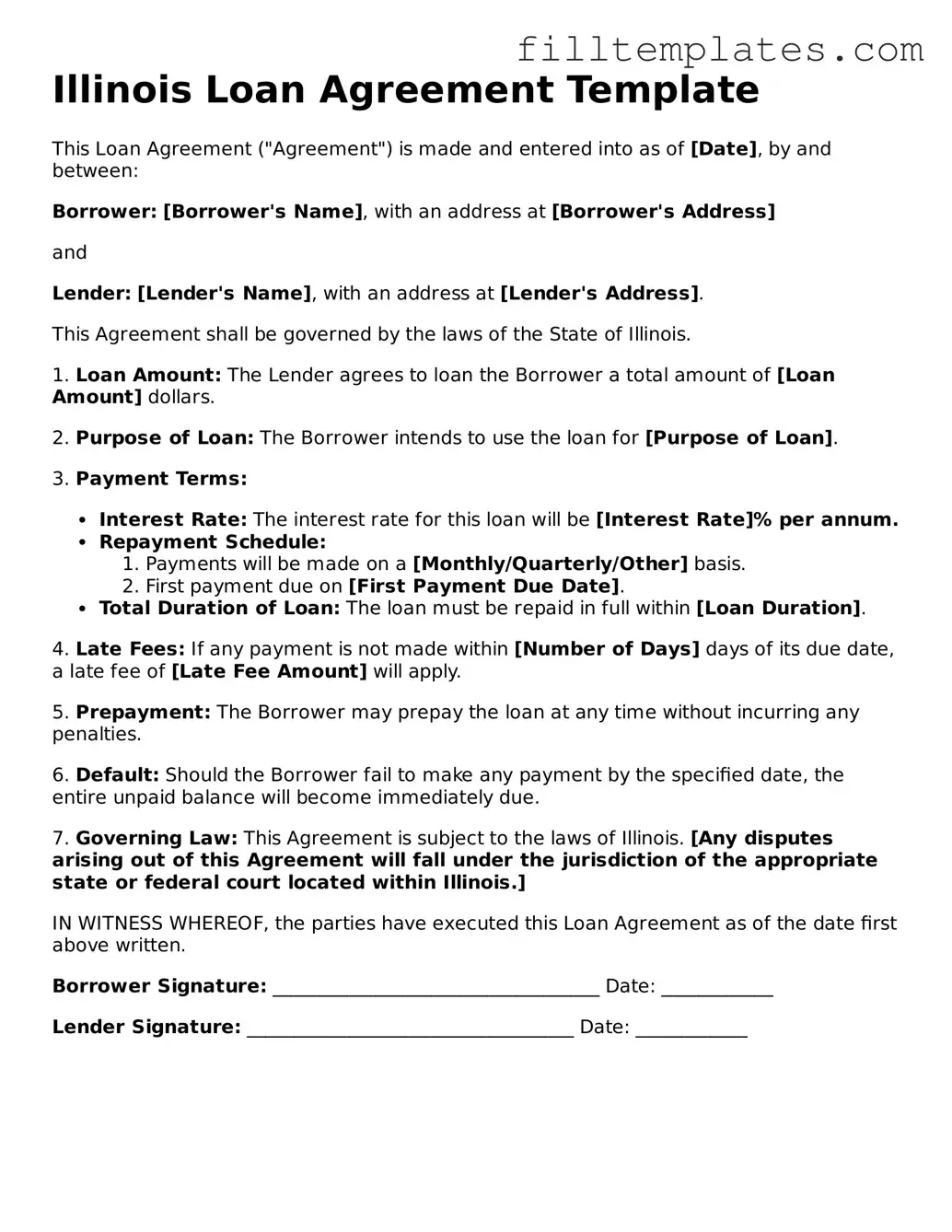 Official Loan Agreement Template for the State of Illinois