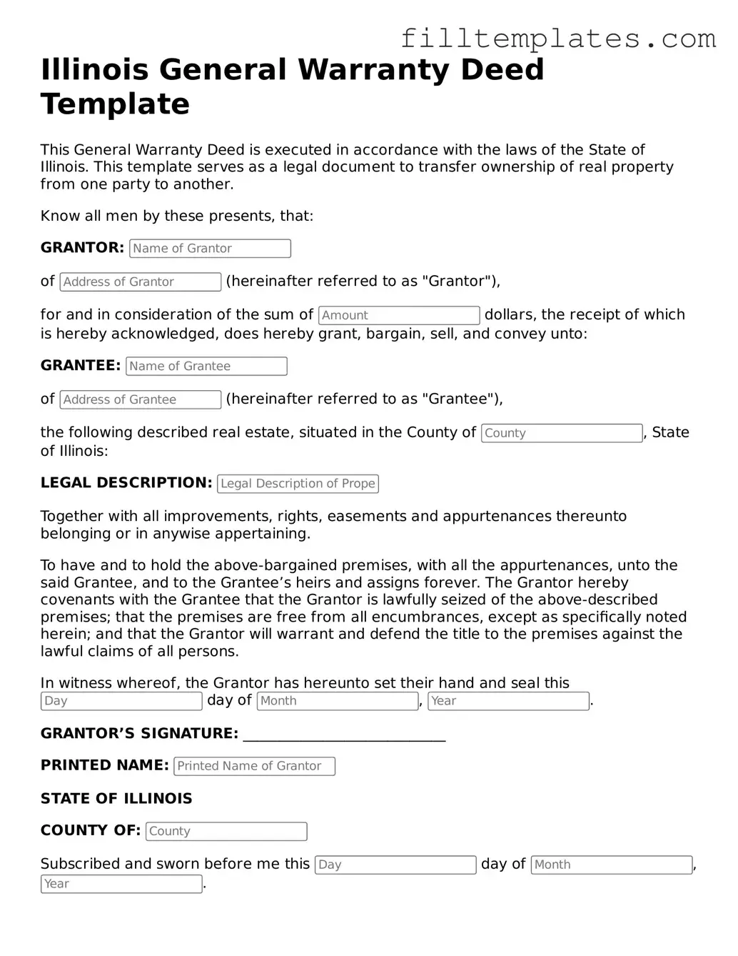 Official Deed Template for the State of Illinois