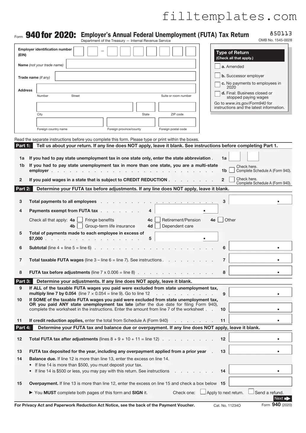 Download IRS 940 Template