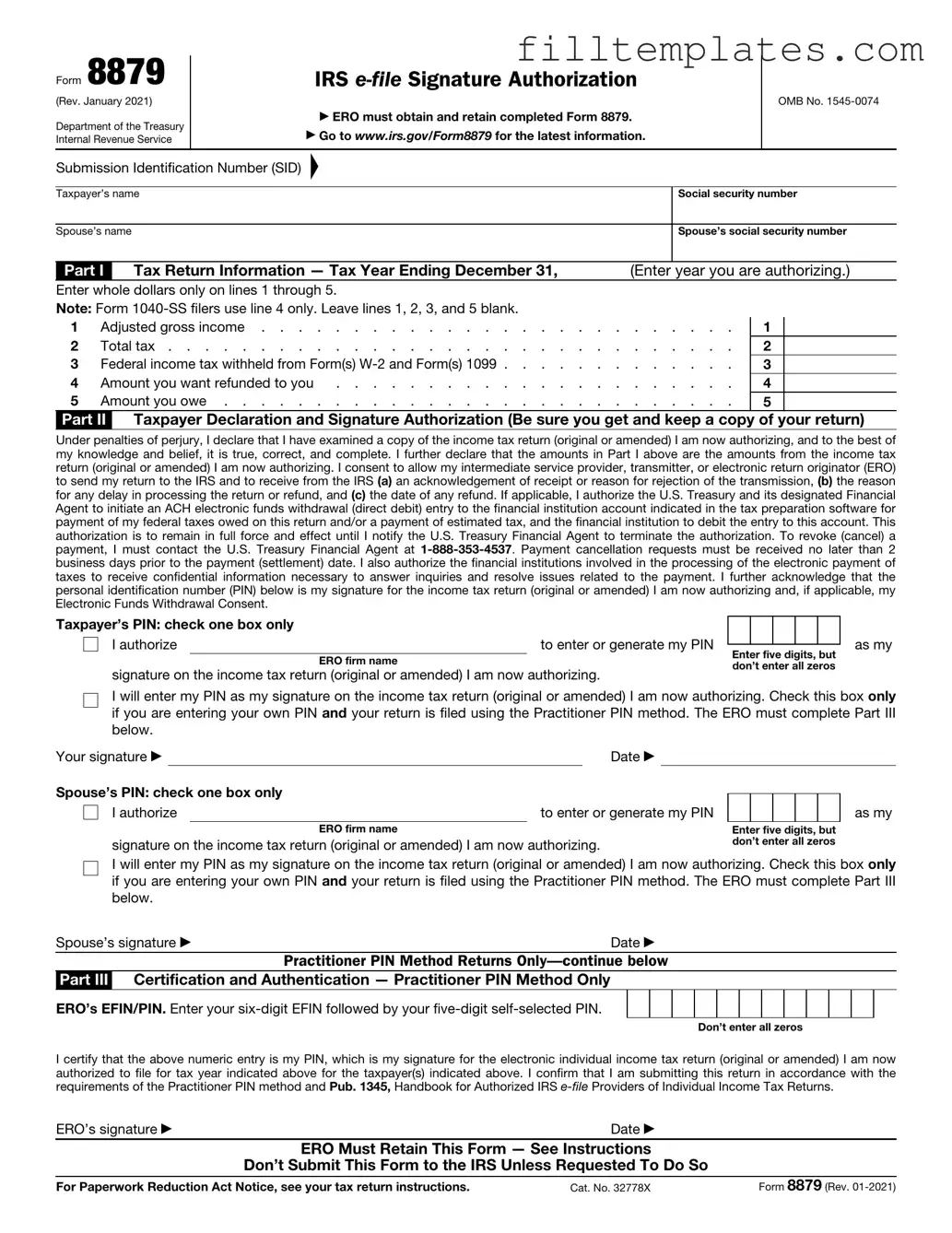 Download IRS 8879 Template