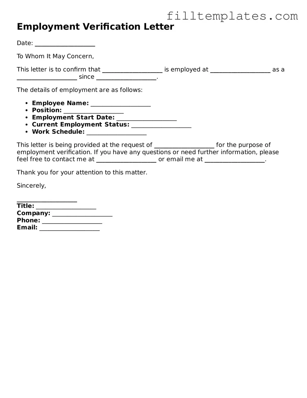Free Employment Verification Template