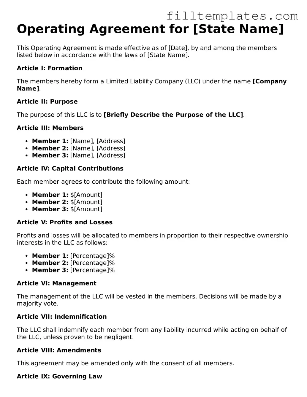 Free Operating Agreement Template