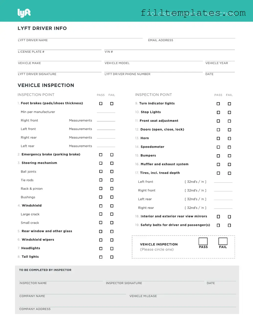Download Lyft Inspection Template