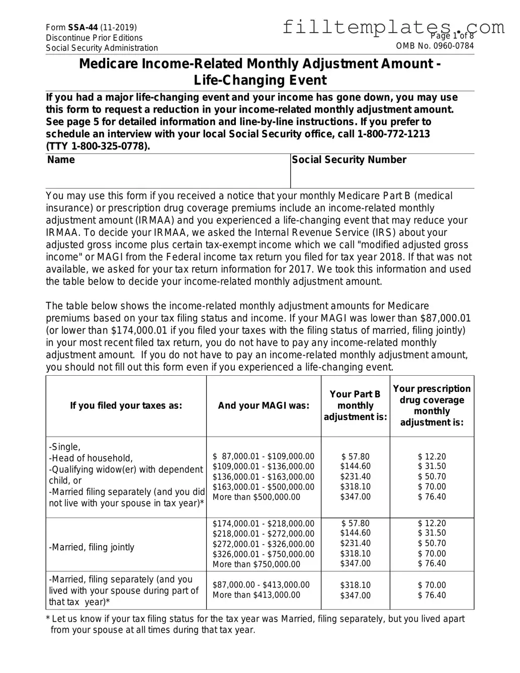 Download SSA SSA-44 Template