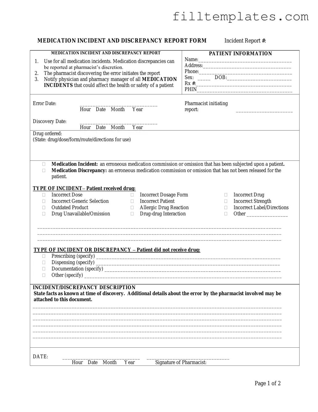 Download Medication Error Template