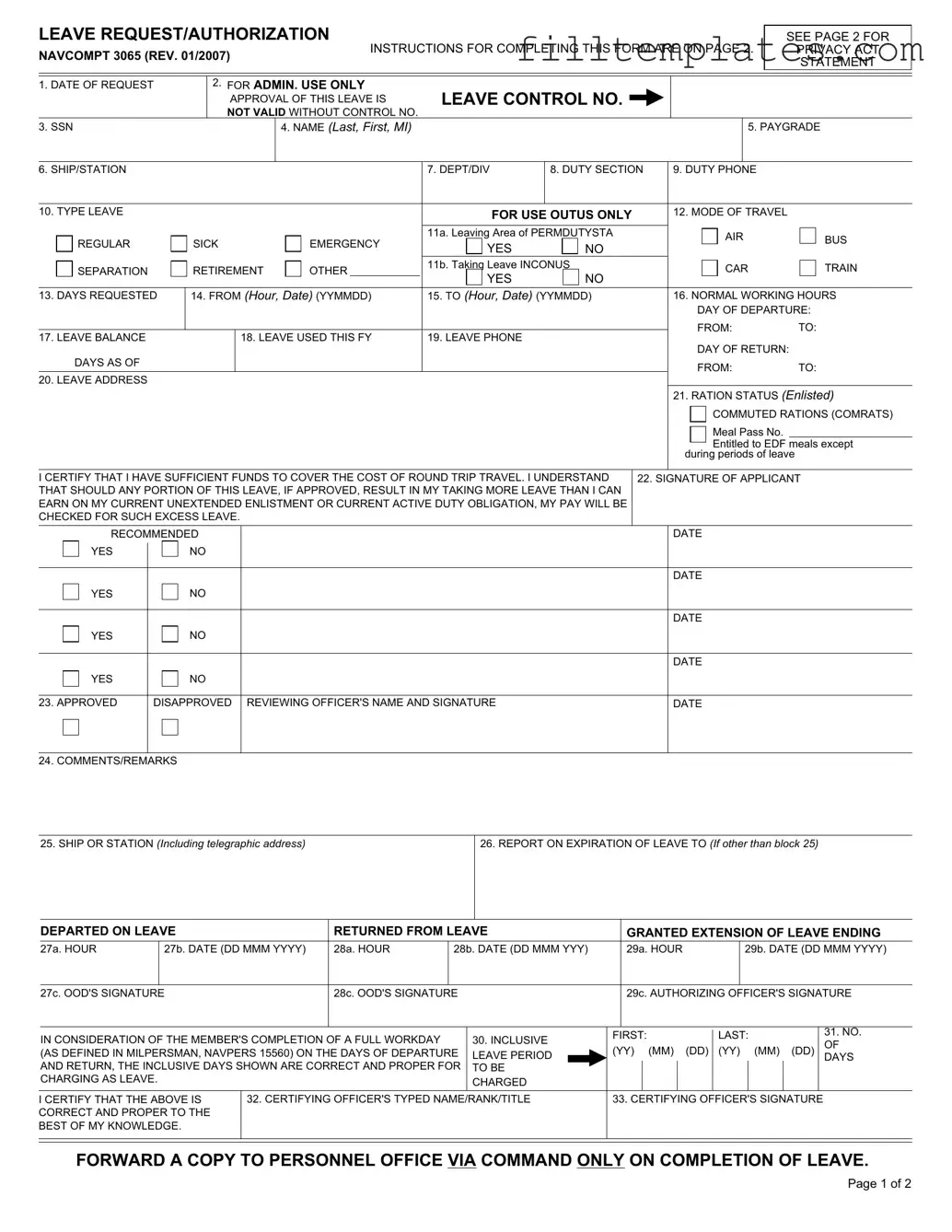 Download Navcompt 3065 Template