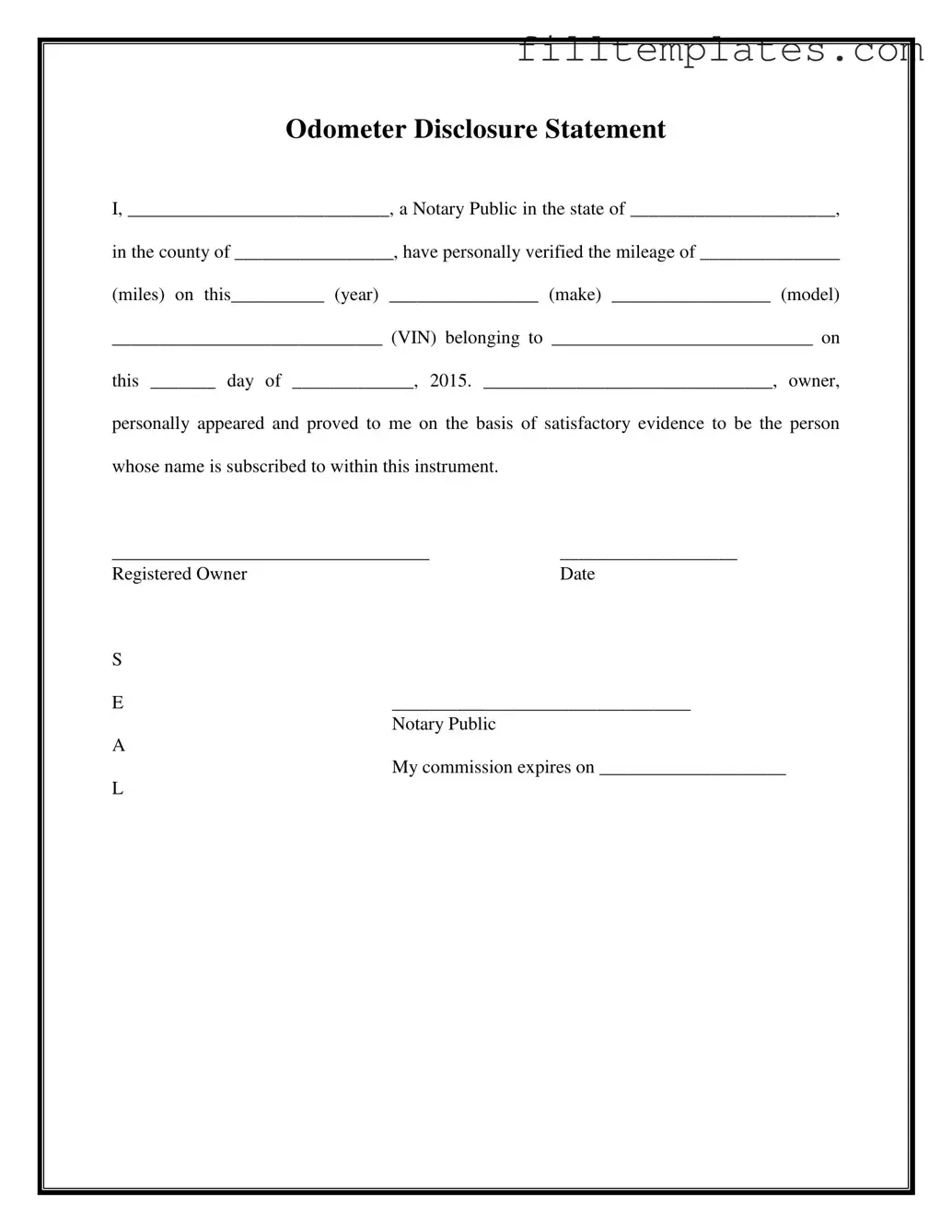 Download Notarized Odometer Statement Template