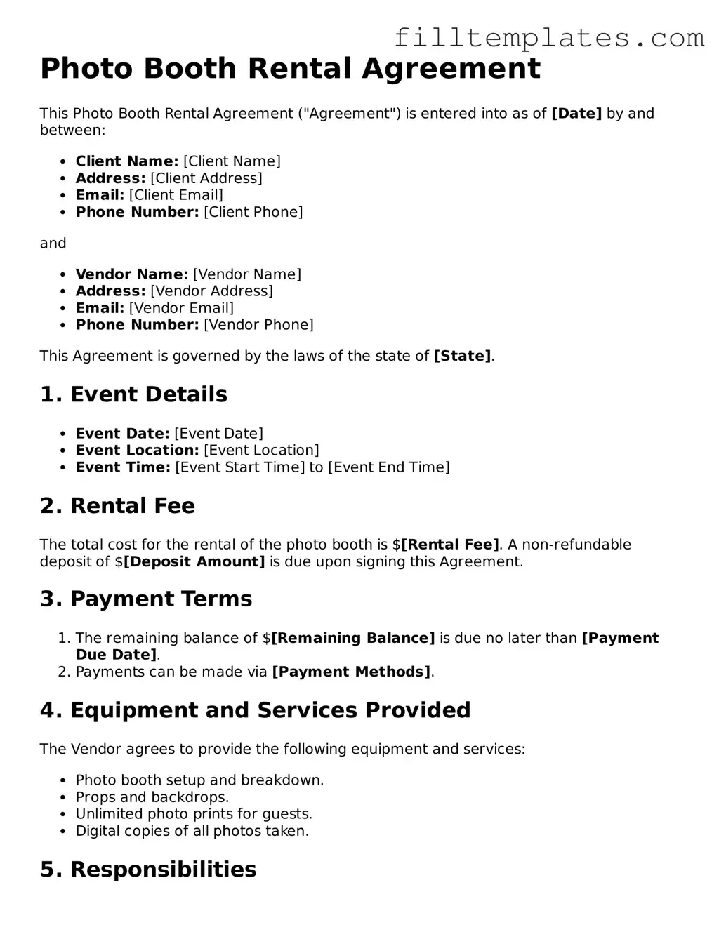 Free Photo Booth Rental Agreement Template