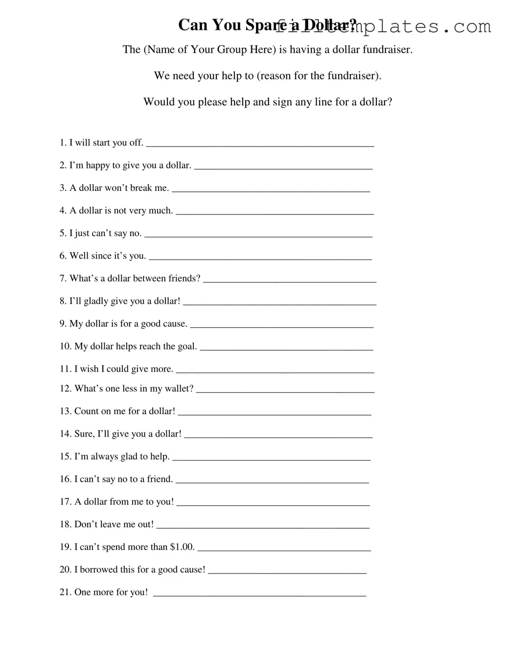 Download Donated A Dollar Template