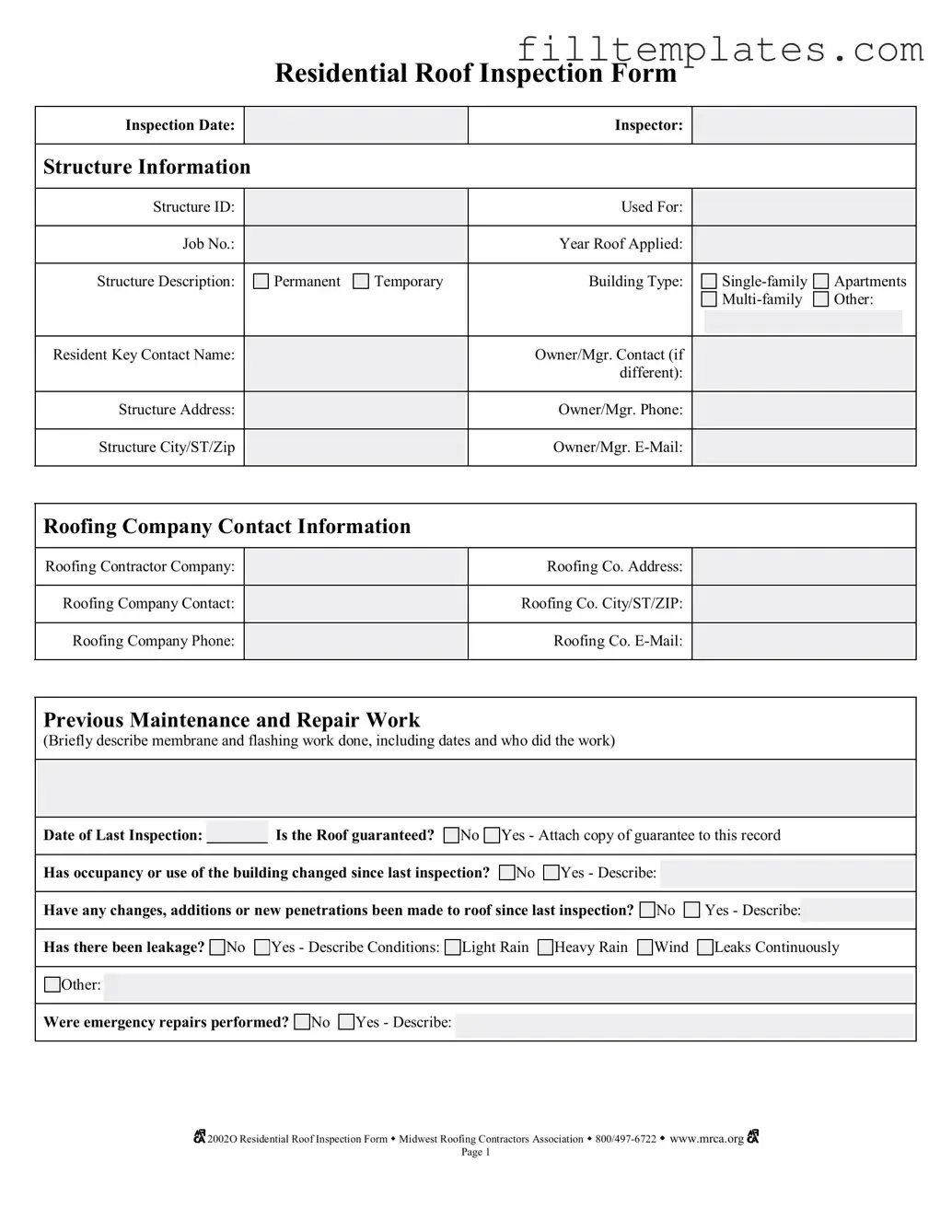 Download Roof Inspection Template