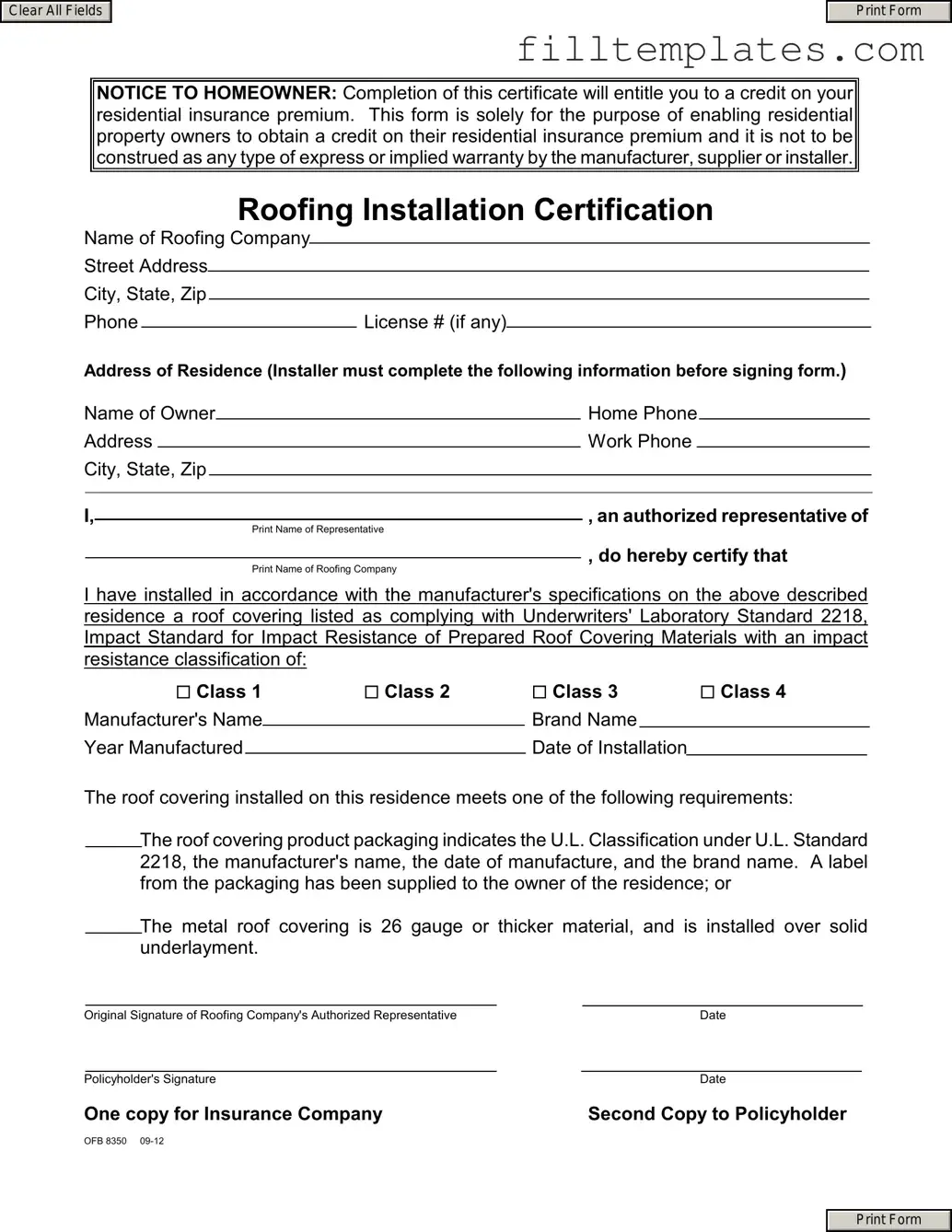 Download Roofing Certificate Template