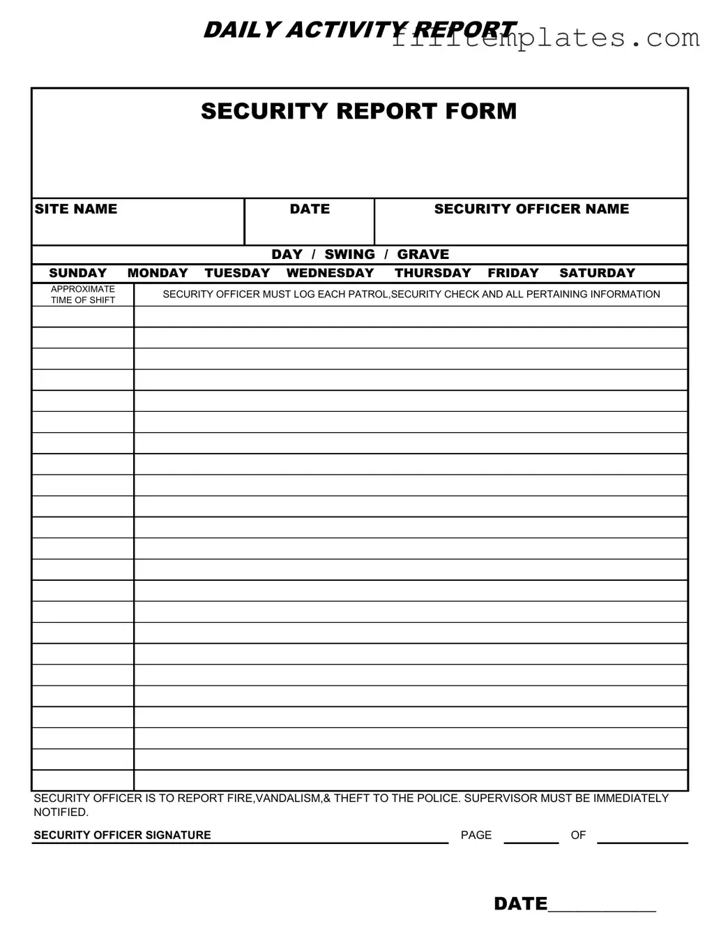 Download Security Guard Daily Report Sample Template