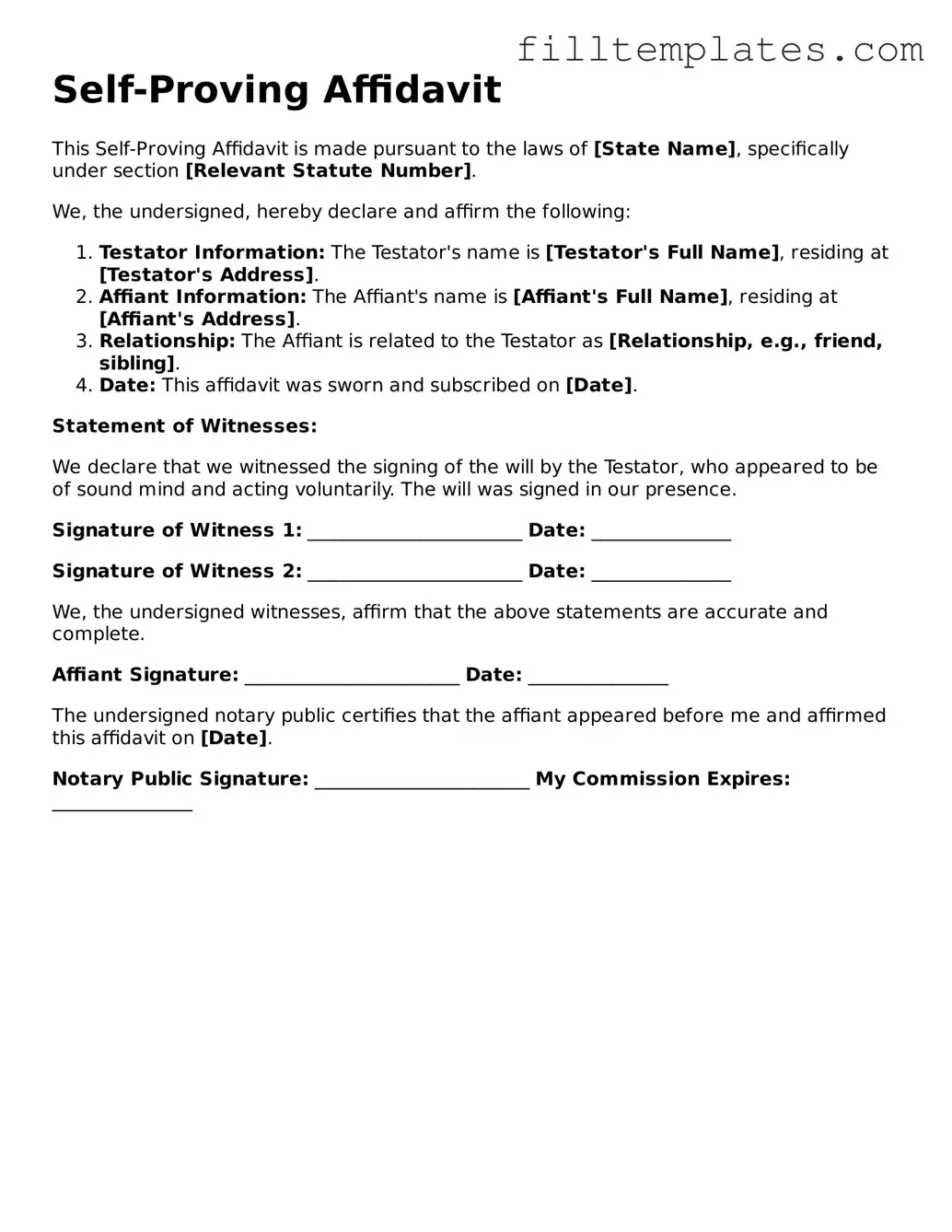 Free Self-Proving Affidavit Template
