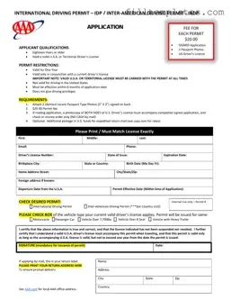 Download Aaa International Driving Permit Application Template