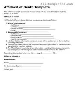 Free Affidavit of Death Template