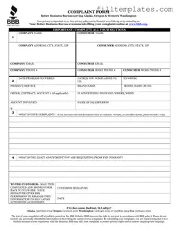 Download Bbb Complaint Template