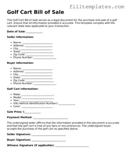 Free Golf Cart Bill of Sale Template