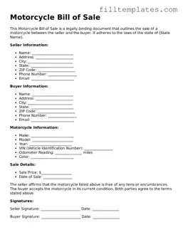 Free Motorcycle Bill of Sale Template