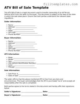 Free ATV Bill of Sale Template