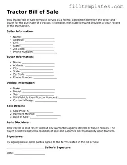 Free Tractor Bill of Sale Template