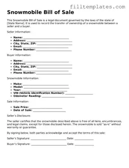 Free Snowmobile Bill of Sale Template