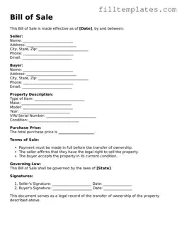 Free Bill of Sale Template