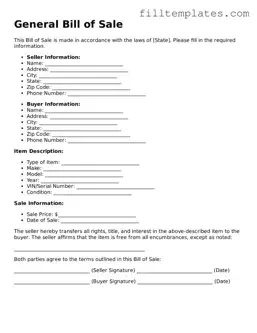 Free General Bill of Sale Template