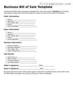 Free Business Bill of Sale Template