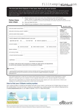 Download Citibank Direct Deposit Template